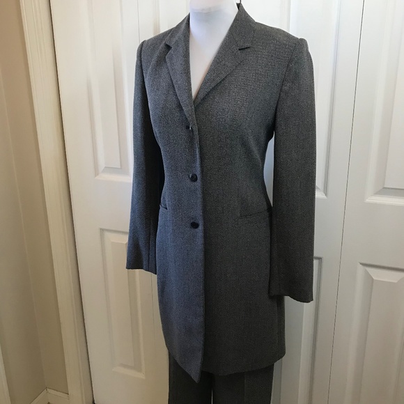 Casual Corner Gray Long Blazer Pant Suit sz 4 - Picture 4 of 7